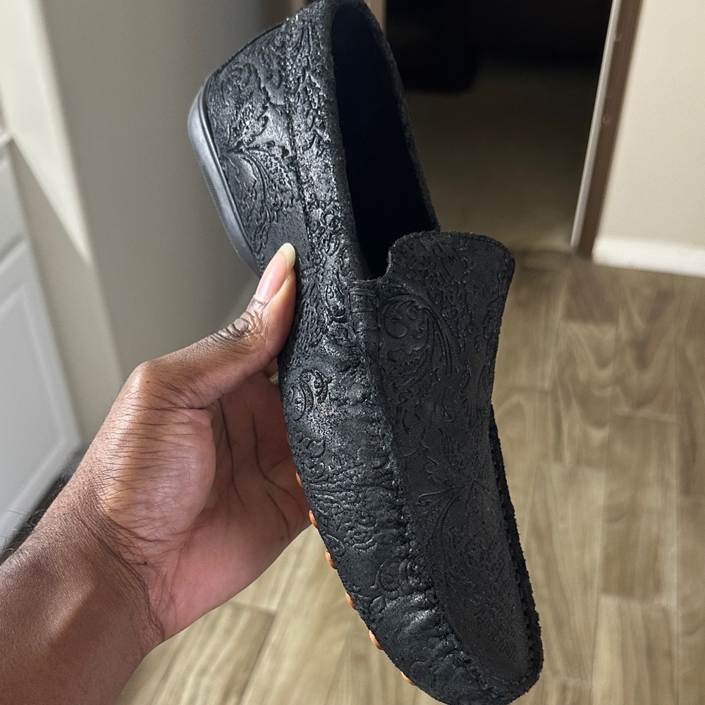 TALLIA Black Textured Men's Loafers